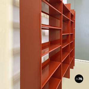 Red plywood bookcase, 1970s