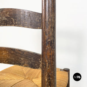 Wood and straw chairs by Georges Robert, 1950s