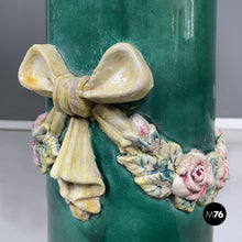 将图片加载到图库查看器，Green ceramic columns or pedestals, 1930s
