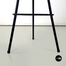 Carica l&#39;immagine nel visualizzatore di Gallery, Black metal and blue fabric stool, 1950s
