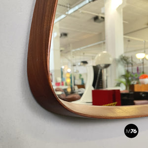 Solid wood triangular wall mirror, 1960s