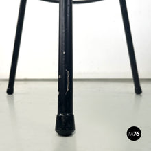 将图片加载到图库查看器，Black metal and blue fabric stool, 1950s
