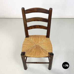 Wood and straw chairs by Georges Robert, 1950s