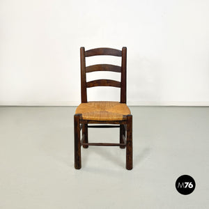 Wood and straw chairs by Georges Robert, 1950s