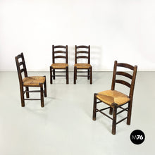 将图片加载到图库查看器，Wood and straw chairs by Georges Robert, 1950s
