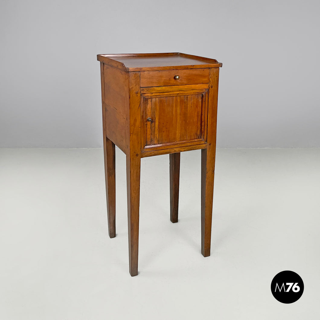 Wooden nightstand with shutter opening, early 1900s