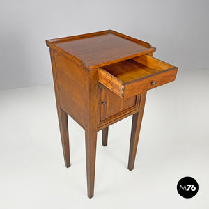 Wooden nightstand with shutter opening, early 1900s