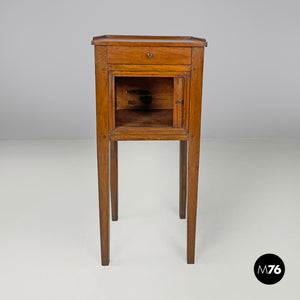 Wooden nightstand with shutter opening, early 1900s