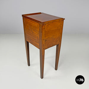 Wooden nightstand with shutter opening, early 1900s