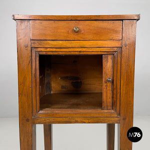 Wooden nightstand with shutter opening, early 1900s