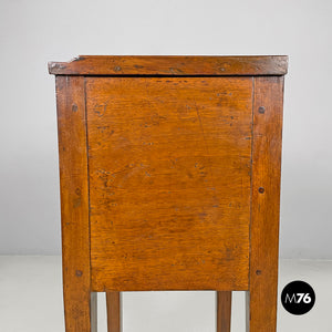 Wooden nightstand with shutter opening, early 1900s