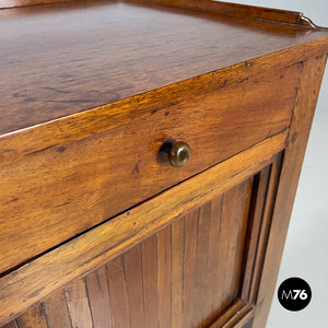 Wooden nightstand with shutter opening, early 1900s