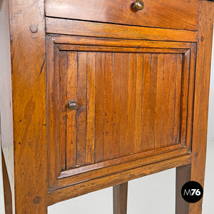 Wooden nightstand with shutter opening, early 1900s