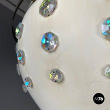 Load image into Gallery viewer, White metal ceiling lamp with reflective glass applications, 1970s
