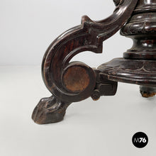 Load image into Gallery viewer, Wood and brown velvet stool, late 1800s
