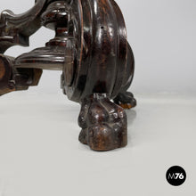 Load image into Gallery viewer, Wood and brown velvet stool, late 1800s
