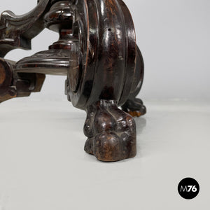 Wood and brown velvet stool, late 1800s