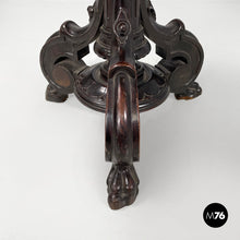 Load image into Gallery viewer, Wood and brown velvet stool, late 1800s
