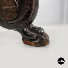 Load image into Gallery viewer, Wood and brown velvet stool, late 1800s
