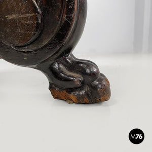 Wood and brown velvet stool, late 1800s