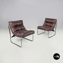 将图片加载到图库查看器，Brown faux leather armchairs Pixi by Gillis Lundgren for Ikea, 1970s
