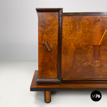 画像をギャラリービューアに読み込む, Wooden bar cabinet with red interior and inlay decorations, 1930s
