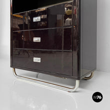 Load image into Gallery viewer, Wooden black lacquered wardrobe, 1970s

