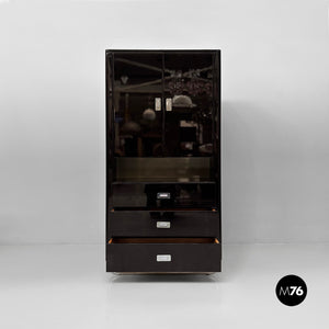Wooden black lacquered wardrobe, 1970s
