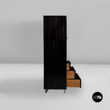 Load image into Gallery viewer, Wooden black lacquered wardrobe, 1970s
