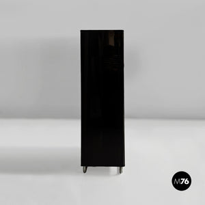 Wooden black lacquered wardrobe, 1970s