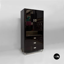 Load image into Gallery viewer, Wooden black lacquered wardrobe, 1970s
