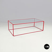 Load image into Gallery viewer, Red metal and glass coffee table, 1980s
