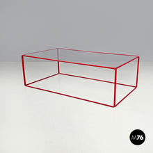 Load image into Gallery viewer, Red metal and glass coffee table, 1980s
