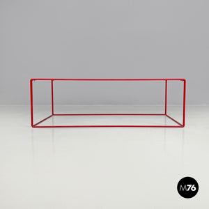 Red metal and glass coffee table, 1980s