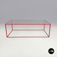 Load image into Gallery viewer, Red metal and glass coffee table, 1980s
