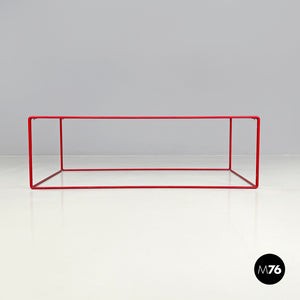 Red metal and glass coffee table, 1980s