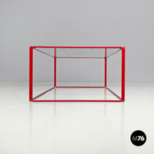 Load image into Gallery viewer, Red metal and glass coffee table, 1980s
