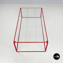 Load image into Gallery viewer, Red metal and glass coffee table, 1980s
