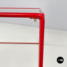 Load image into Gallery viewer, Red metal and glass coffee table, 1980s
