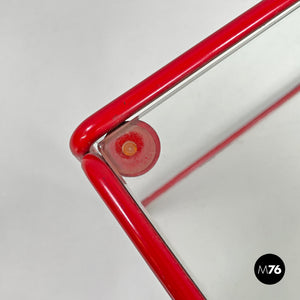 Red metal and glass coffee table, 1980s