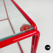 Load image into Gallery viewer, Red metal and glass coffee table, 1980s
