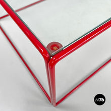 Load image into Gallery viewer, Red metal and glass coffee table, 1980s
