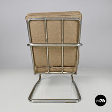 Load image into Gallery viewer, Bauhaus armchair in chromed metal and light brown fabric, 1940s
