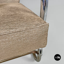 Load image into Gallery viewer, Bauhaus armchair in chromed metal and light brown fabric, 1940s
