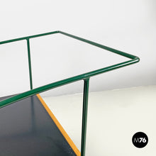 Load image into Gallery viewer, Trolley with two shelves in black laminate and green metal, 1980s
