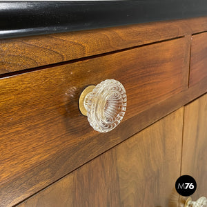 Wooden dresser with transparent glass handles, 1940s