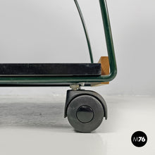 将图片加载到图库查看器，Trolley with two shelves in black laminate and green metal, 1980s
