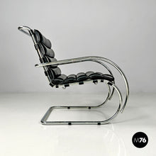 将图片加载到图库查看器，Black leather armchair MR40 by Mies van der Rohe for Knoll, 1980s
