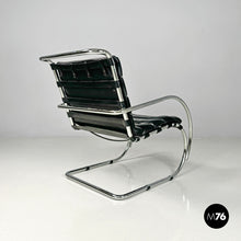 将图片加载到图库查看器，Black leather armchair MR40 by Mies van der Rohe for Knoll, 1980s
