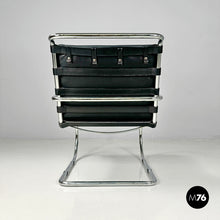 将图片加载到图库查看器，Black leather armchair MR40 by Mies van der Rohe for Knoll, 1980s
